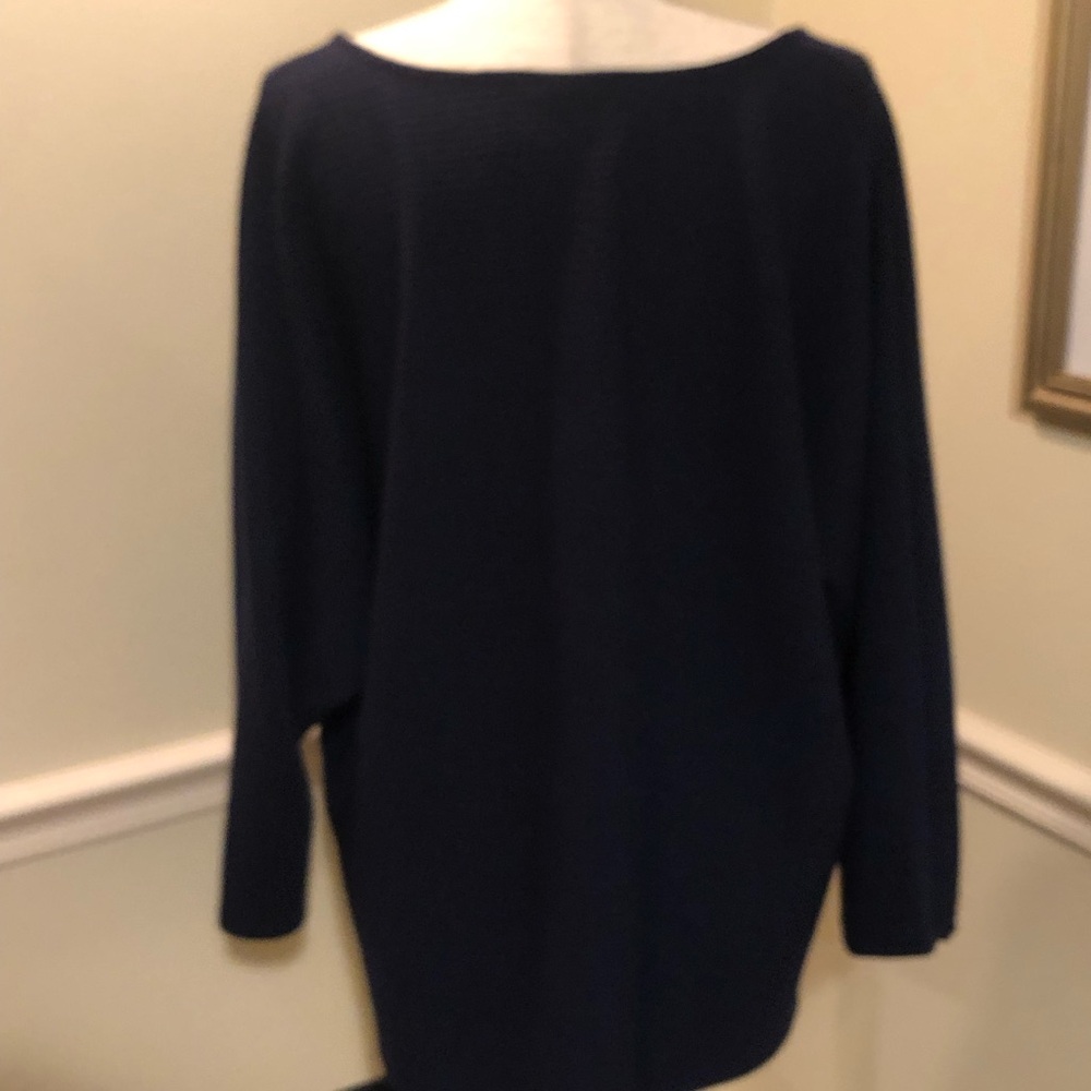 Ruby Rd. Dark Blue V-Neck Top - Picture 4 of 7